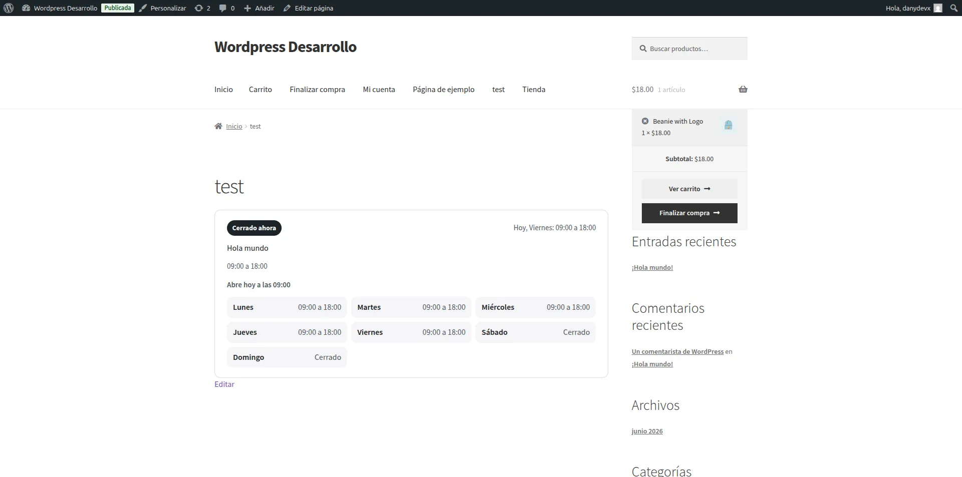Plugin para horarios (Wordpress)